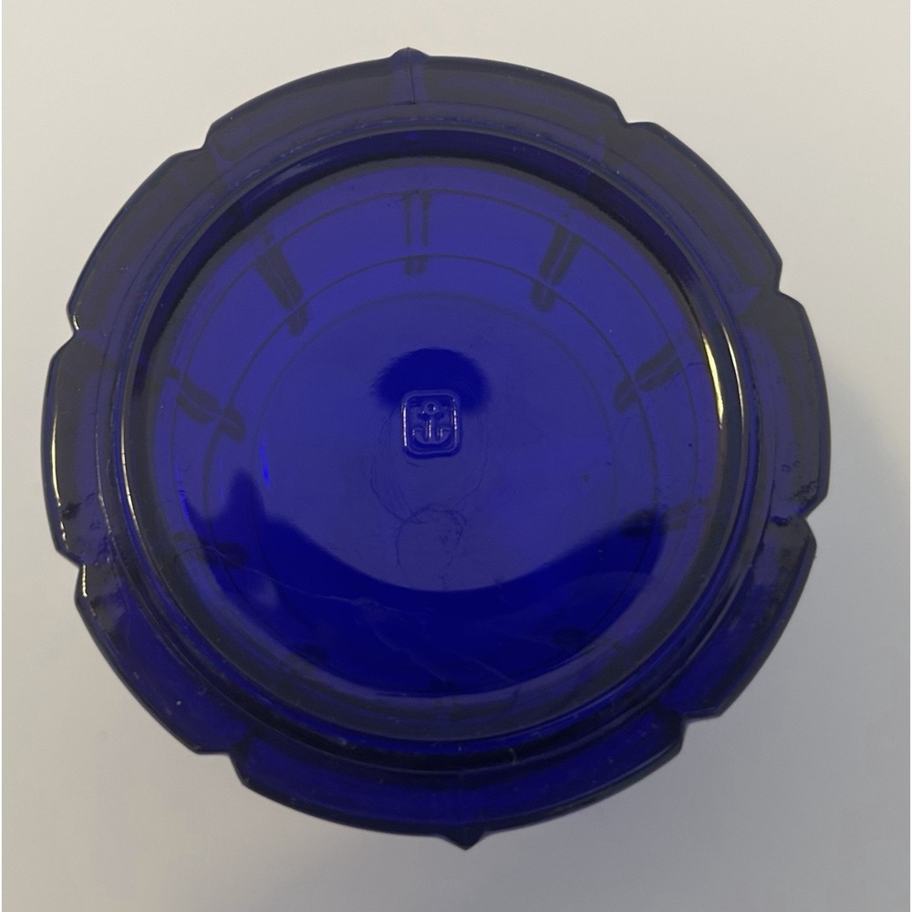 Anchor Hocking Cobalt Blue Tartan Old Fashioned Whiskey Rocks Glasses Set of 4 - Picture 4 of 5